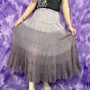 Purple lilac ombre tiered frill maxi skirt with elastic waistband